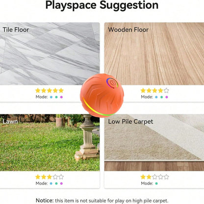 1pc Random Color Smart Pet Bouncing Ball, Fun And Durable Interactive Toy, USB Rechargeable, Thermoplastic Rubber Material, Random Movement, Suitable For Small Dogs