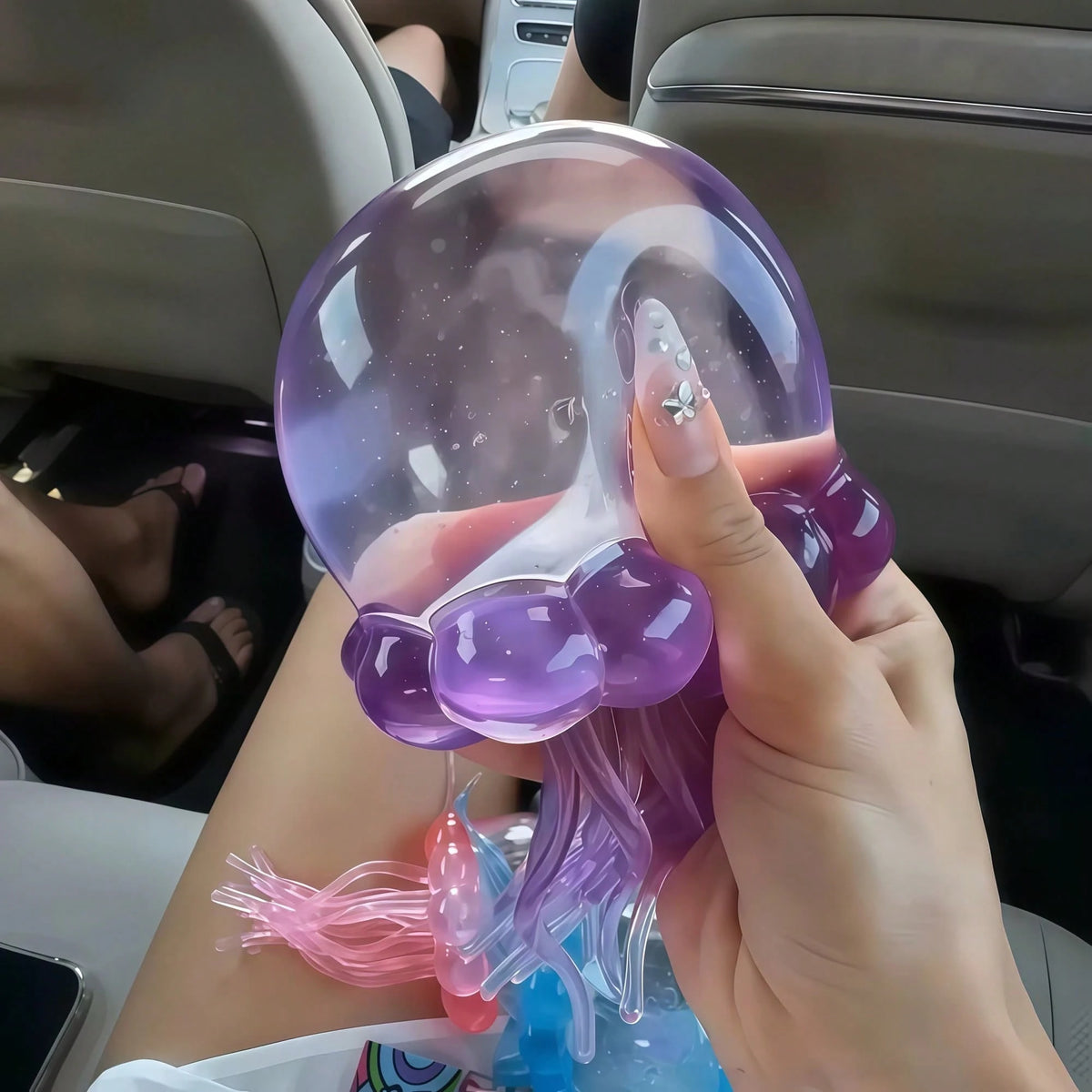 1pc Realistic Pressure Relief Jellyfish Shaped Soft Squishy Toys, Cute Soft Stress Relief, Slow Rebound TPR Material Realistic Jellyfish Shaped Stress Ball, Adult Pressure Relief Toys--Squishy-Squishy