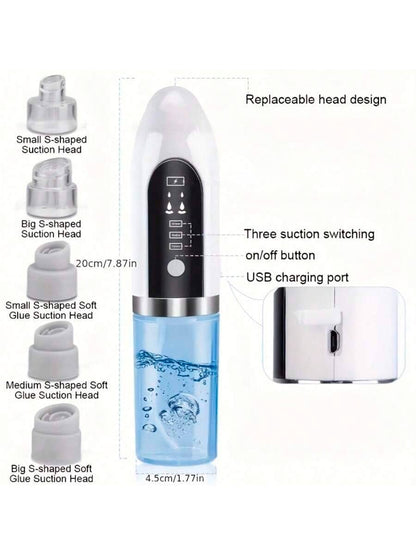 1pc Rechargeable Smart Facial Cleansing Brush, 6 Replaceable Heads, Micro-Bubble Technology, Deep Pore & Blackhead Cleansing, 300mAh Lithium-Polymer Battery, Fragrance-Free (Valentine's Day Gift)