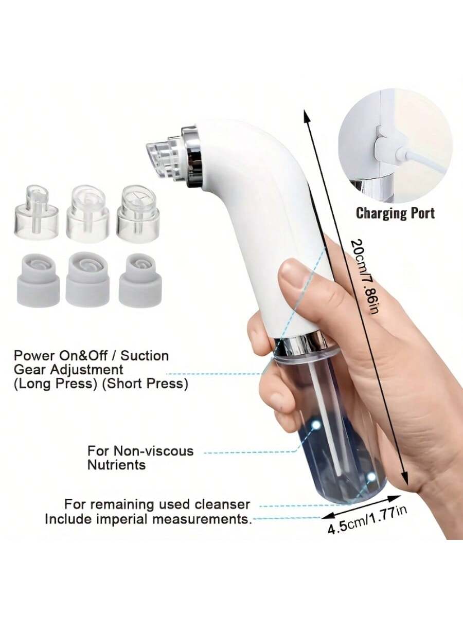 1pc Rechargeable Smart Facial Cleansing Brush, 6 Replaceable Heads, Micro-Bubble Technology, Deep Pore & Blackhead Cleansing, 300mAh Lithium-Polymer Battery, Fragrance-Free (Valentine's Day Gift)