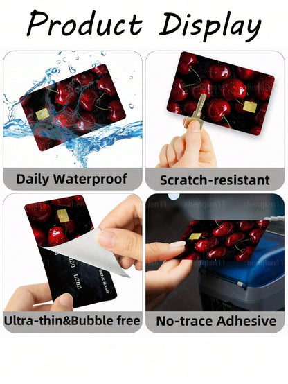 1pc Red Cherry Credit Card Sticker, Summer Fruit Couples Party Birthday Gift, PVC Material Anti-Fingerprint Anti-Scratch Durable Skin, Suitable For Men, Women, Couples, Small Chip Card, Bank Card, Cre