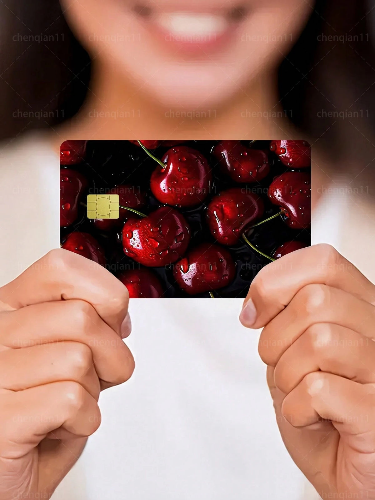 1pc Red Cherry Credit Card Sticker, Summer Fruit Couples Party Birthday Gift, PVC Material Anti-Fingerprint Anti-Scratch Durable Skin, Suitable For Men, Women, Couples, Small Chip Card, Bank Card, Cre