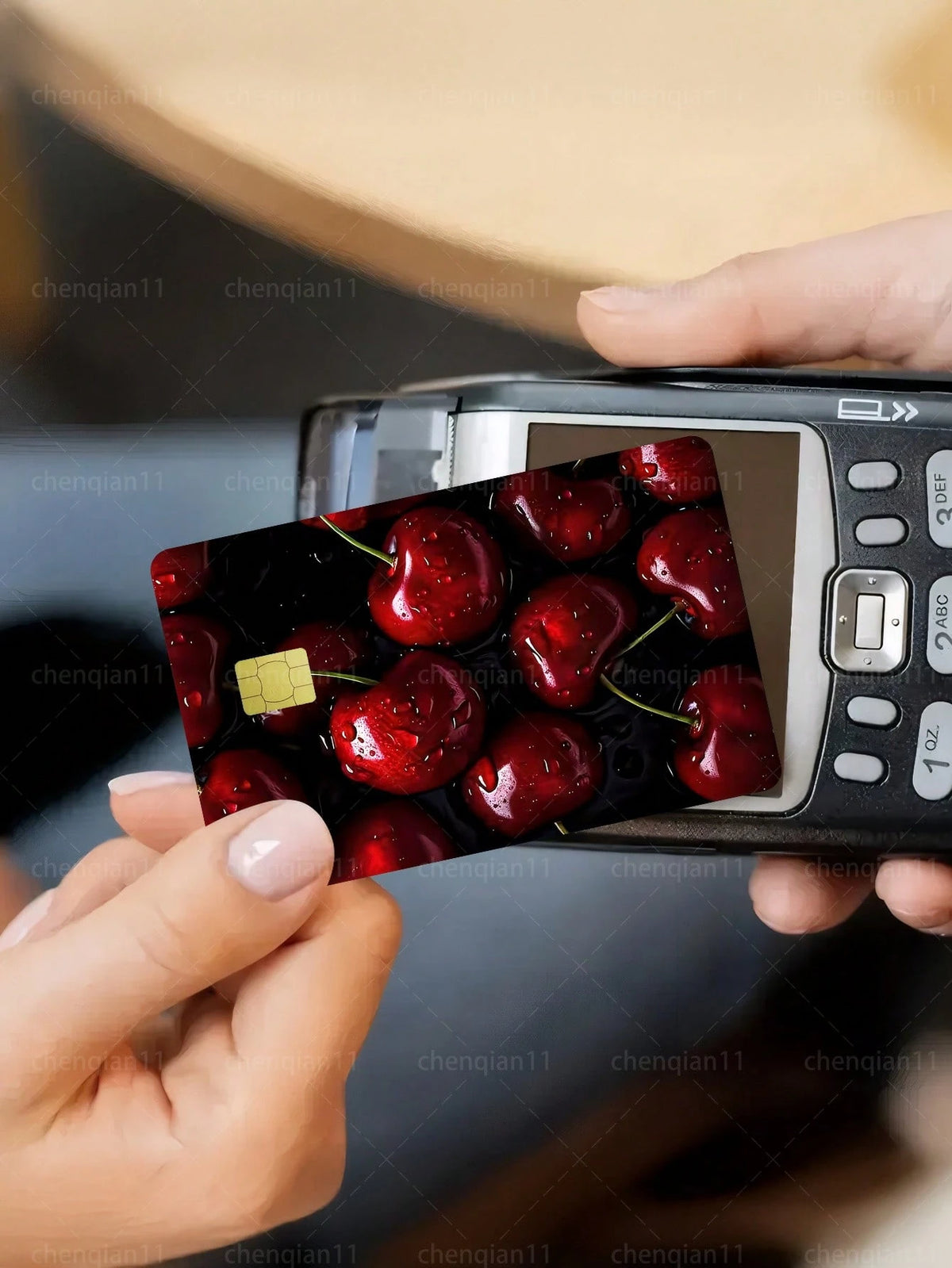 1pc Red Cherry Credit Card Sticker, Summer Fruit Couples Party Birthday Gift, PVC Material Anti-Fingerprint Anti-Scratch Durable Skin, Suitable For Men, Women, Couples, Small Chip Card, Bank Card, Cre