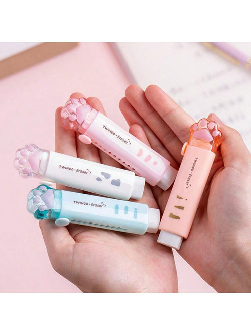 1pc Retractable Eraser With Replacement Eraser Core And Scissors