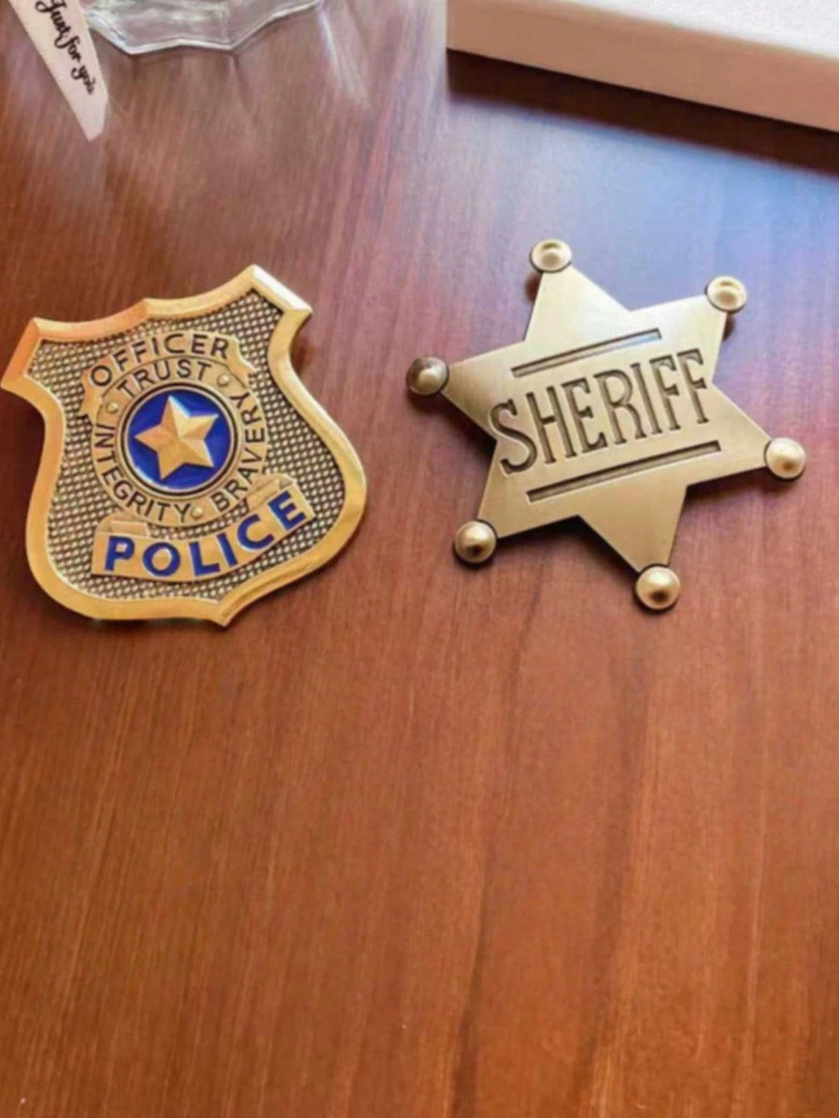 1pc/Sheriff Badge, Girls And Adults Metal Sheriff Badge, Western Police Vest Badge, Deputy Sheriff Badge, Cowboy Party Decoration Badge, Metal
