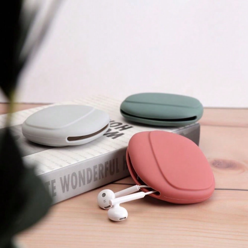 1pc Silicone Earphone Storage Bag, Minimalist Portable Coin Purse, Data Cable Organizer Bag
