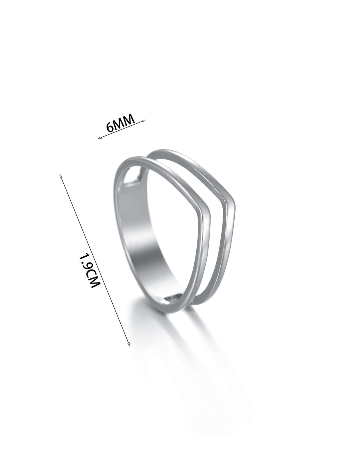 1pc Silver Stainless Steel Dual Layer V-Shaped Men's Ring