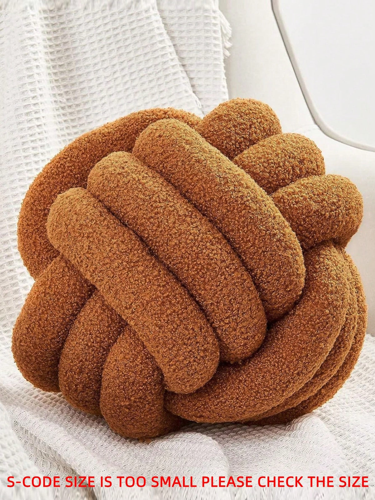 1pc Solid Color Versatile 3-Strand Hand-Woven Ball, Decorative Throw Pillow, Sofa Coffee Table Decor Ornament, Bedroom Bedside Decorative Pillow, Khaki
