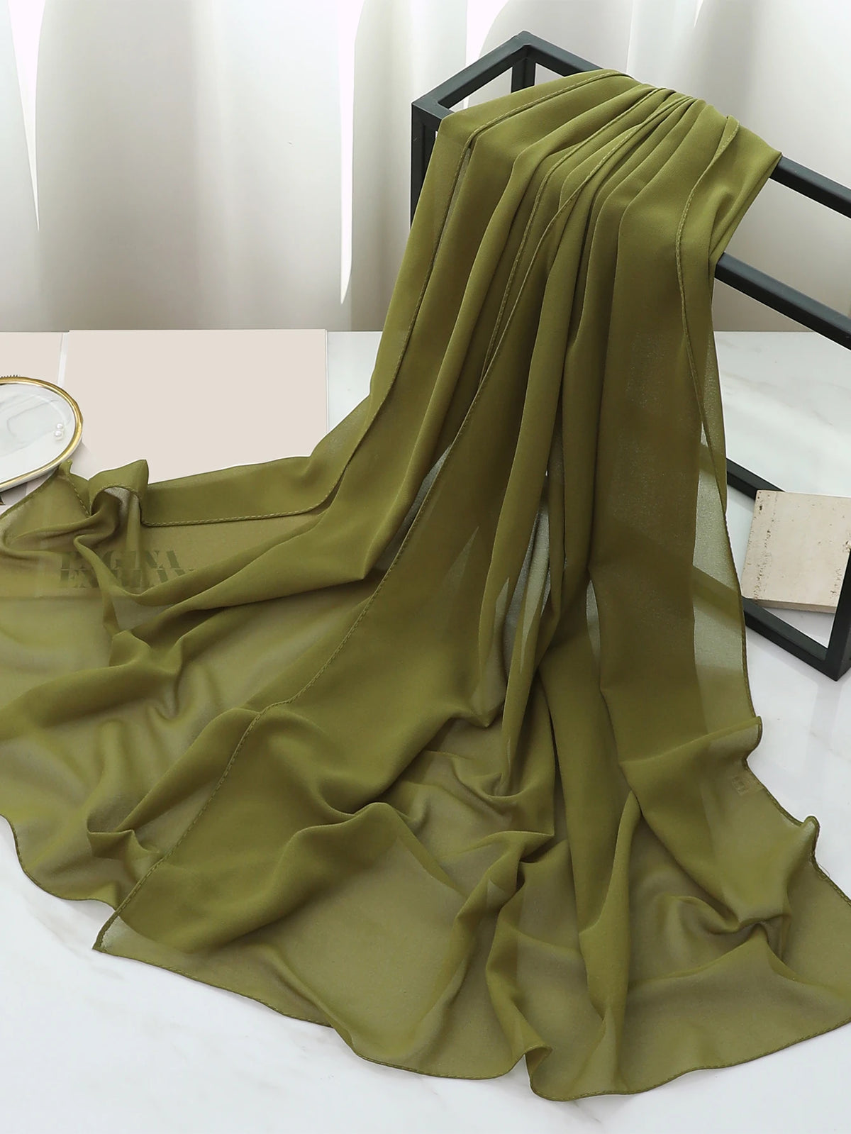 1pc Solid Soft Chiffon Scarf For Daily Casual Life Women Hijab Accessories Women
