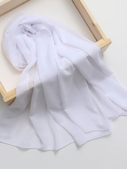1pc Solid Soft Chiffon Scarf For Daily Casual Life Women Hijab Accessories Women