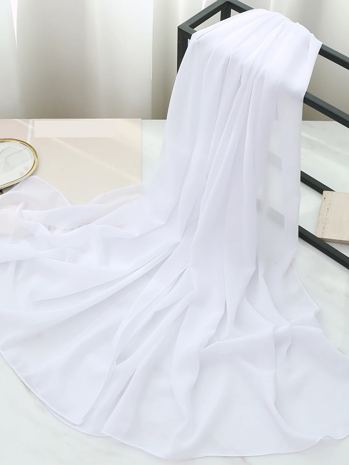 1pc Solid Soft Chiffon Scarf For Daily Casual Life Women Hijab Accessories Women