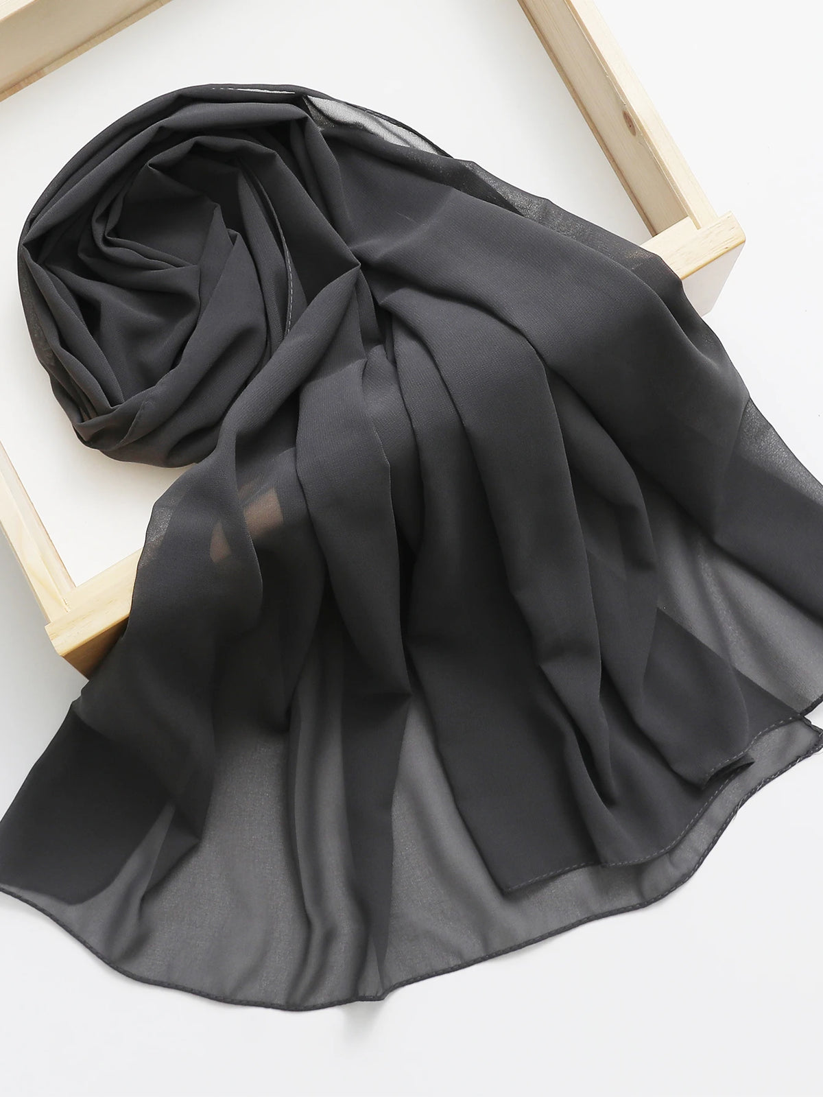 1pc Solid Soft Chiffon Scarf For Daily Casual Life Women Hijab Accessories Women