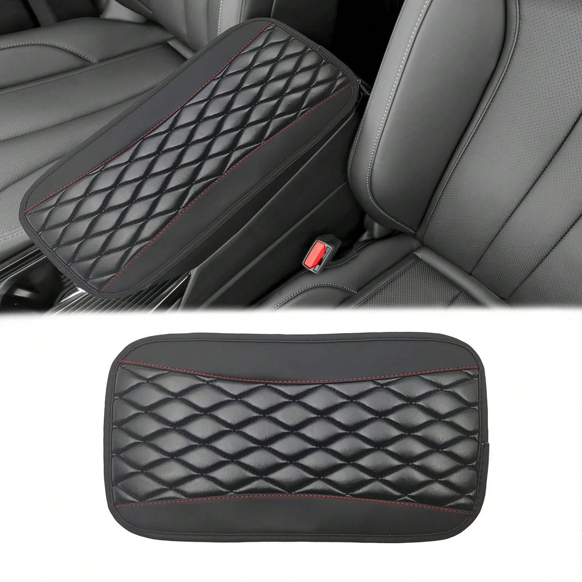 1pc Spliced PU Leather Center Console Cover, Upgraded Armrest Cover, With/Without Side Storage Bag, Can Be Used As Car Seat Storage Bag, Fashionable Car Decoration, Suitable For Most Sedans, Vehicles