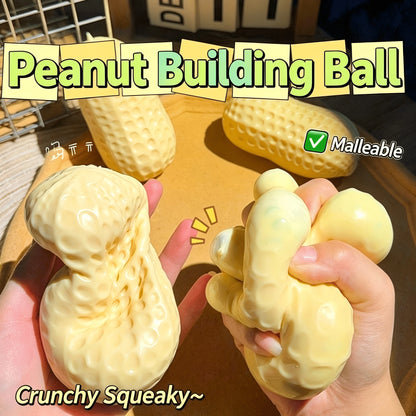 1pc-Squishy-Crispy Building Block Peanut Flour Peanut-Fun Quick Rebound-Building Block Style Squishy With Crispy Sound, Handmade Crispy Ball, Sound-Activated Squeeze Toy, Squeaky Food Stress Relief To