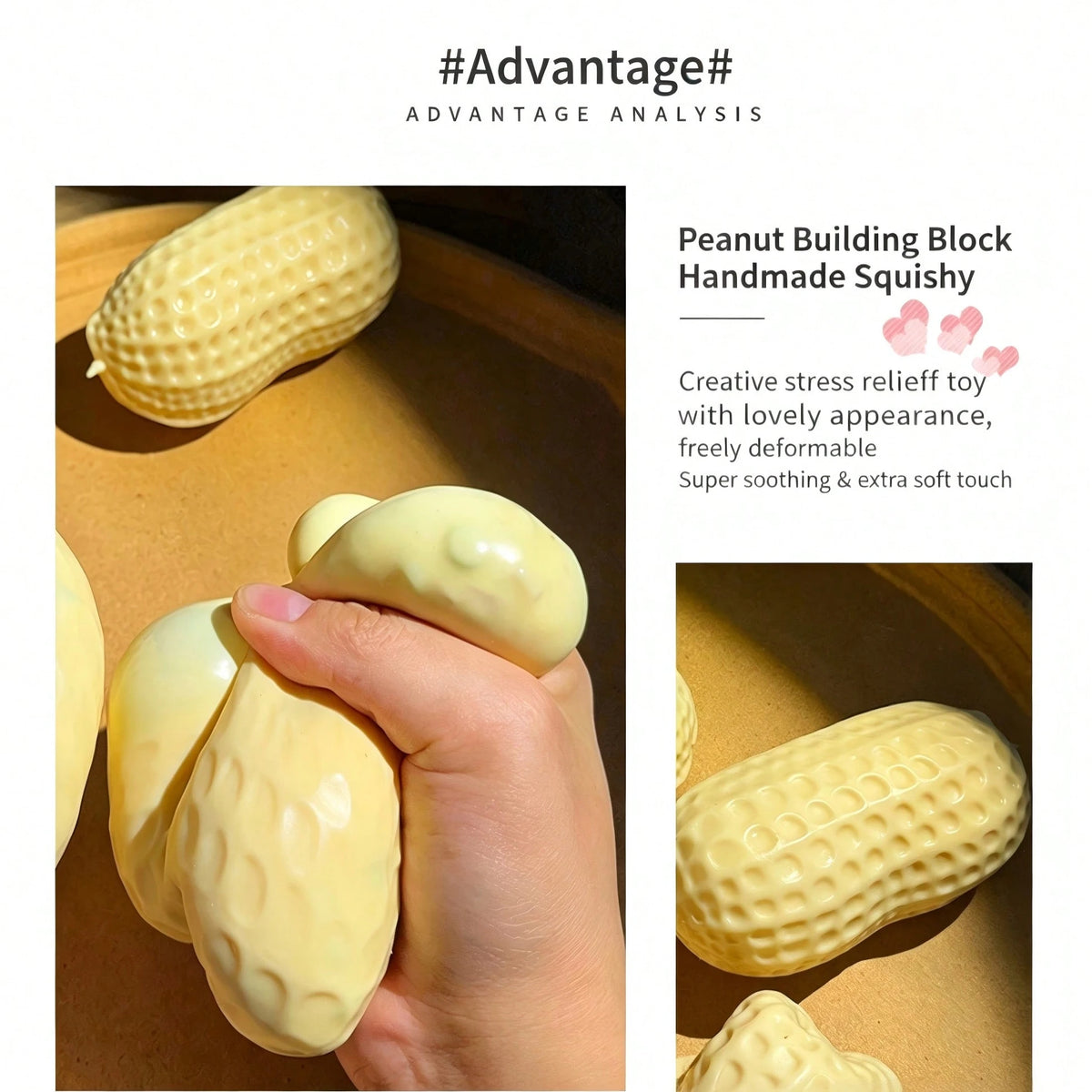 1pc-Squishy-Crispy Building Block Peanut Flour Peanut-Fun Quick Rebound-Building Block Style Squishy With Crispy Sound, Handmade Crispy Ball, Sound-Activated Squeeze Toy, Squeaky Food Stress Relief To