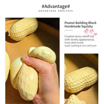 1pc-Squishy-Crispy Building Block Peanut Flour Peanut-Fun Quick Rebound-Building Block Style Squishy With Crispy Sound, Handmade Crispy Ball, Sound-Activated Squeeze Toy, Squeaky Food Stress Relief To