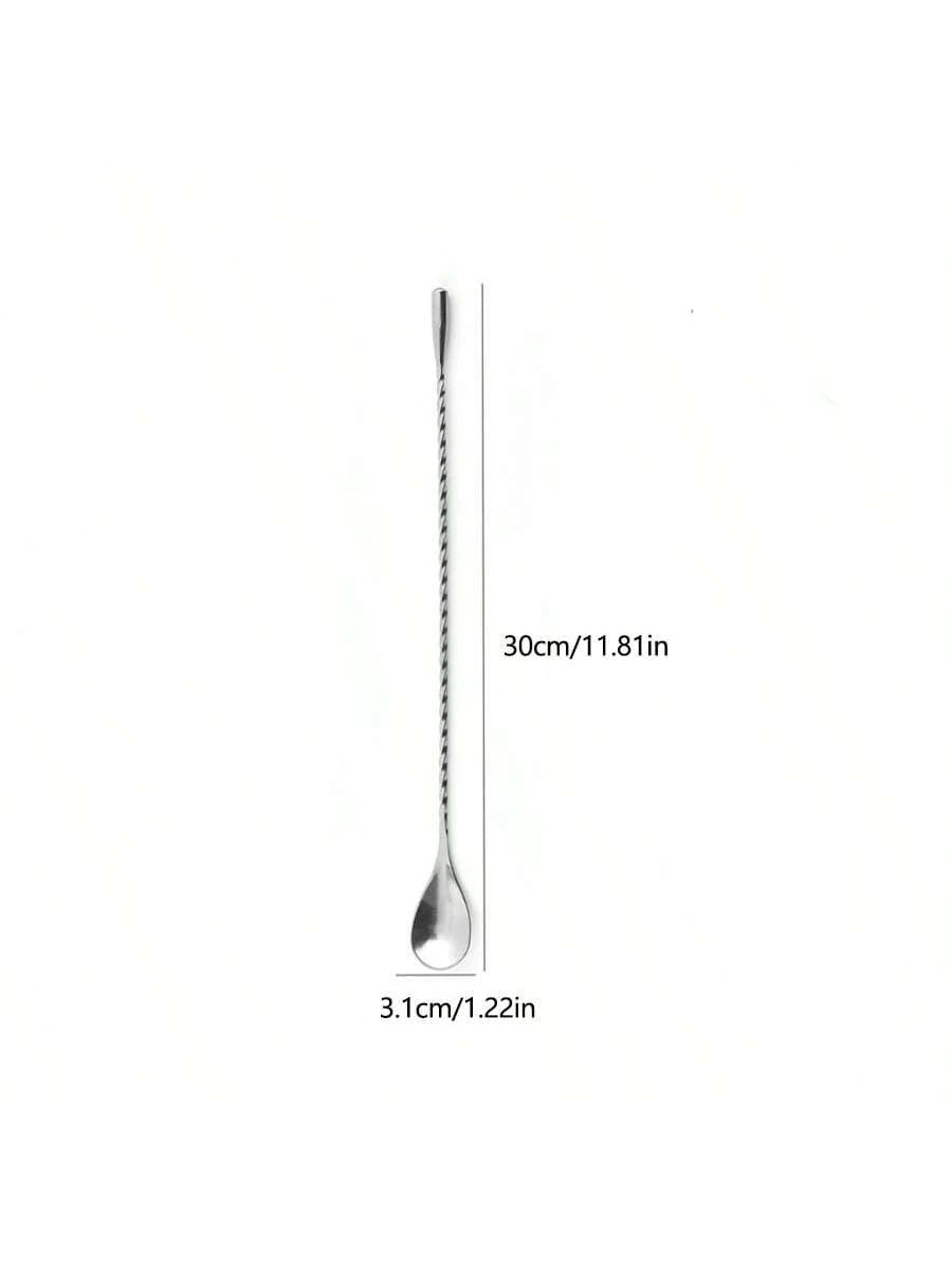 1pc Stainless Steel Long Handle Stirring Spoon With Spiral Pattern- Perfect For Cocktails, Bars, And Kitchen Mixing, Gift For Father