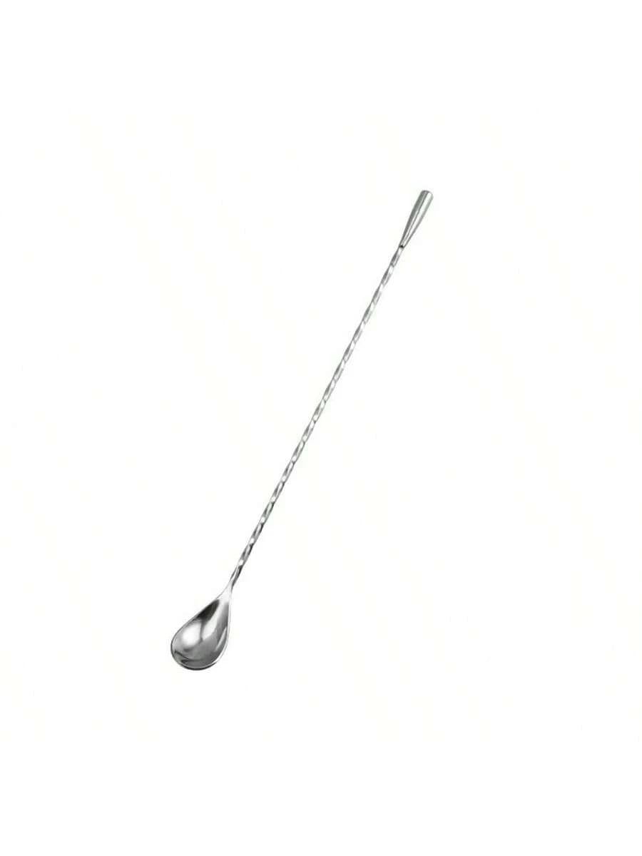 1pc Stainless Steel Long Handle Stirring Spoon With Spiral Pattern- Perfect For Cocktails, Bars, And Kitchen Mixing, Gift For Father