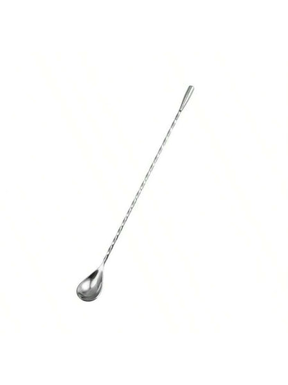 1pc Stainless Steel Long Handle Stirring Spoon With Spiral Pattern- Perfect For Cocktails, Bars, And Kitchen Mixing, Gift For Father