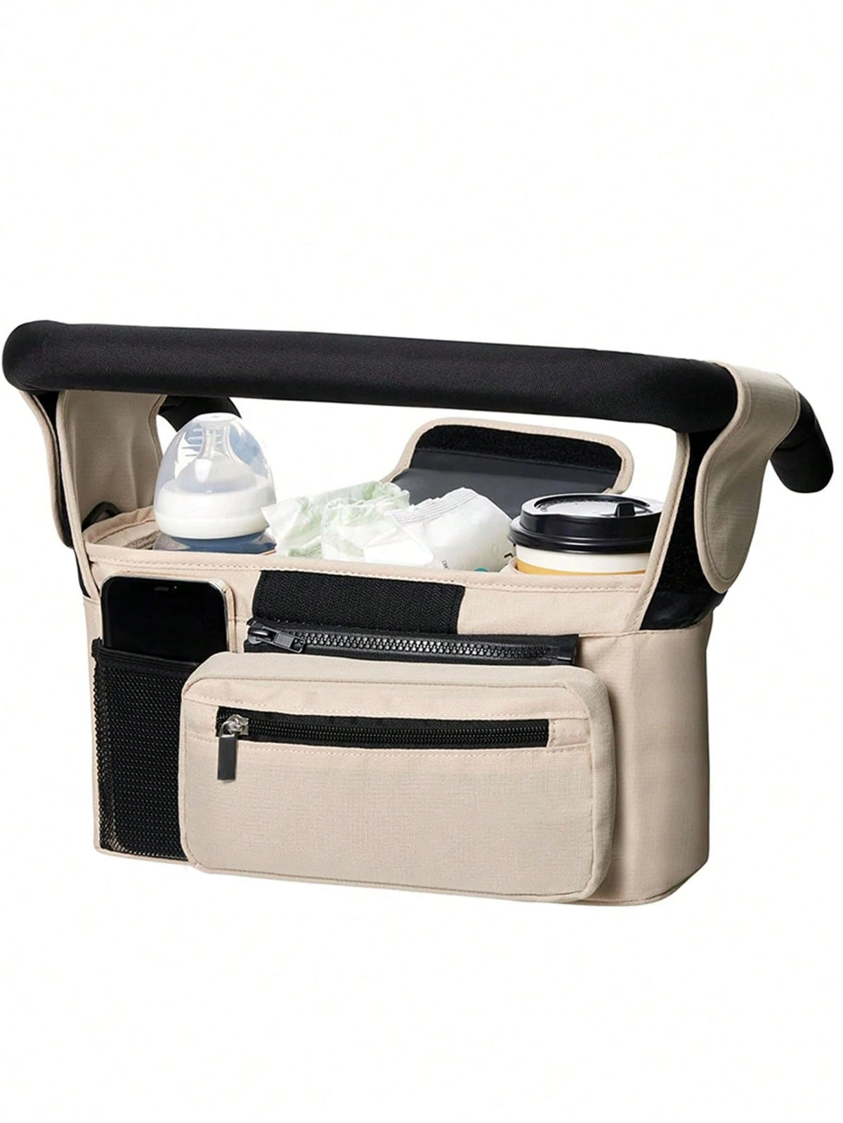 1pc Stroller Hanging Bag, Diaper & Feeding Bottle Storage Pouch, Multifunctional Tote Shoulder Bag For Mom