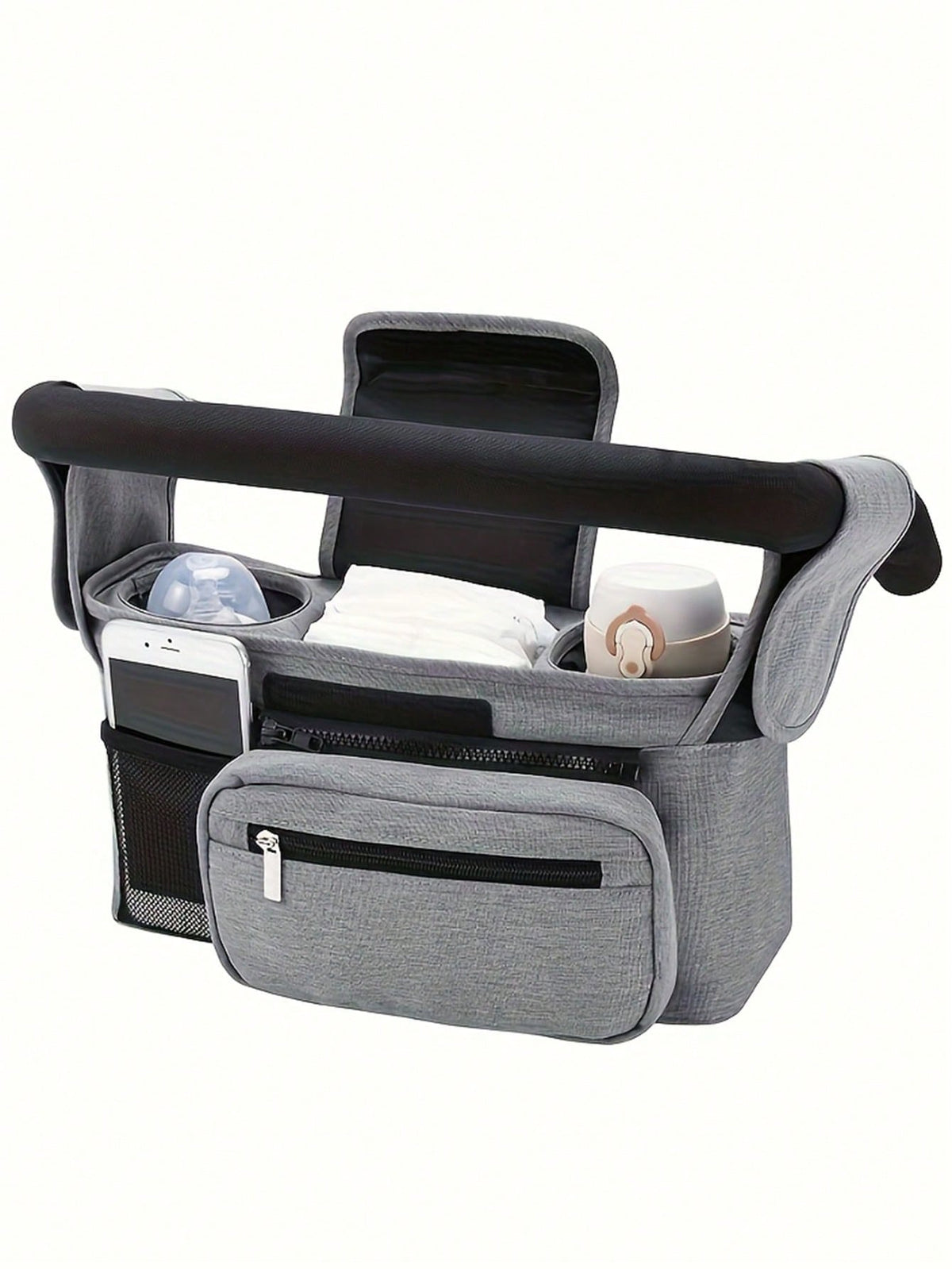 1pc Stroller Hanging Bag, Diaper & Feeding Bottle Storage Pouch, Multifunctional Tote Shoulder Bag For Mom