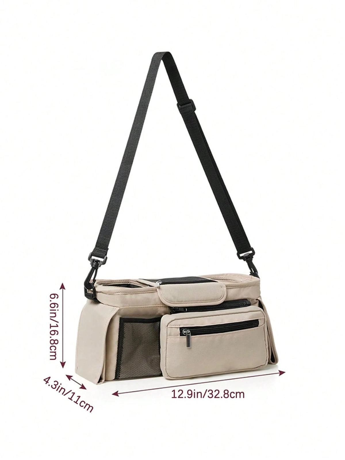 1pc Stroller Hanging Bag, Diaper & Feeding Bottle Storage Pouch, Multifunctional Tote Shoulder Bag For Mom