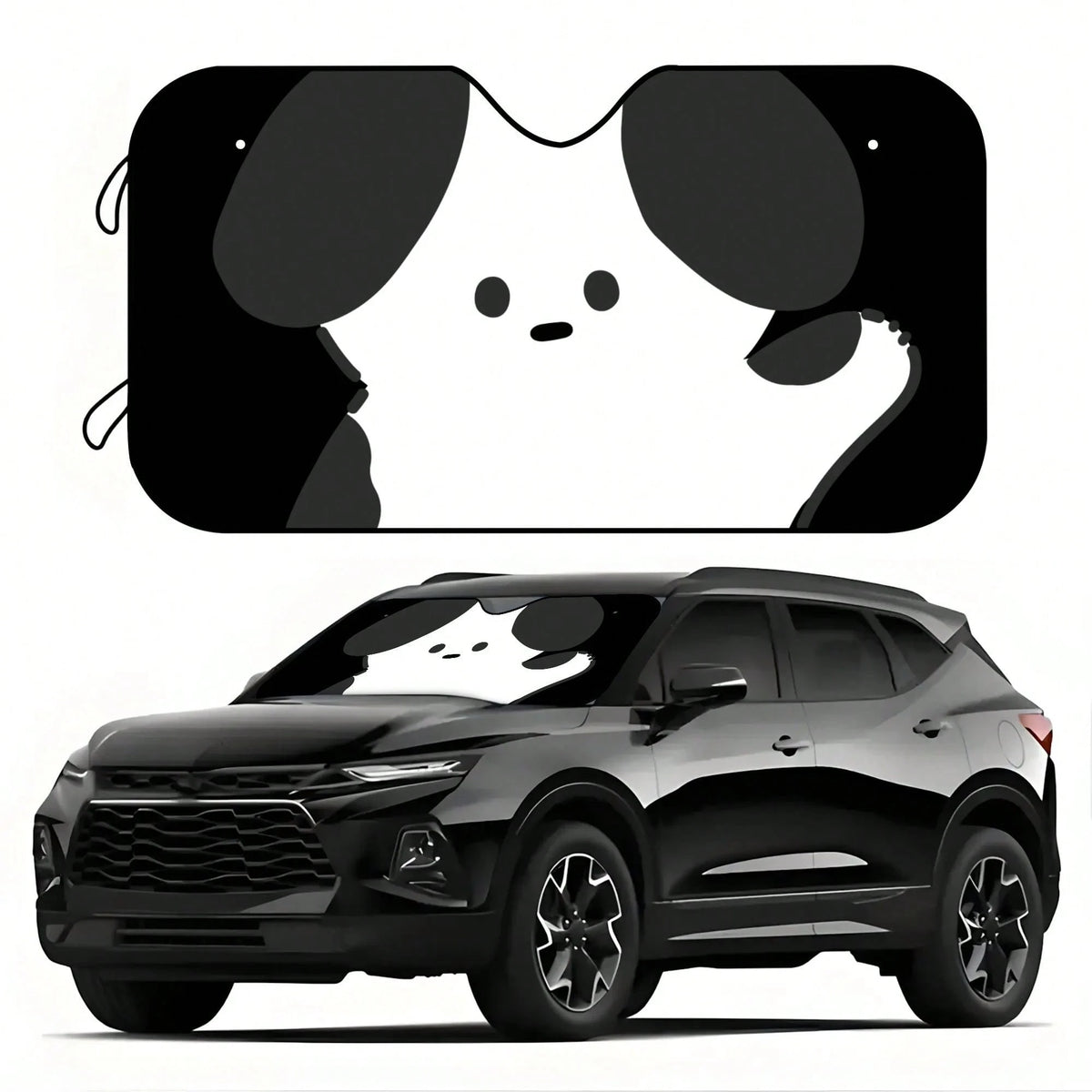 1pc Summer Car Sun Shade, Simple Cute Pet Dog Print, Made Of Polyester Fiber, Easy To Install, Suitable For Various Car Models, Provides Heat Insulation And Privacy Protection, Keeps Your Car Cool, Fo