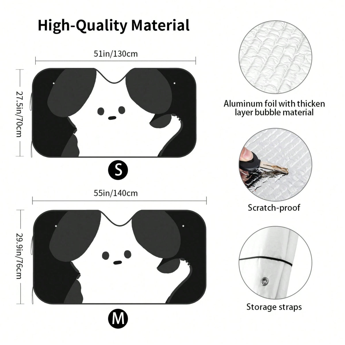 1pc Summer Car Sun Shade, Simple Cute Pet Dog Print, Made Of Polyester Fiber, Easy To Install, Suitable For Various Car Models, Provides Heat Insulation And Privacy Protection, Keeps Your Car Cool, Fo
