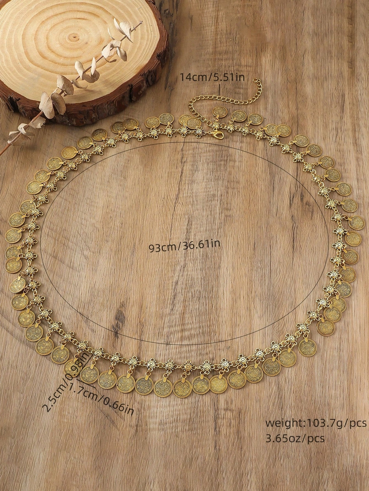 1pc Vintage Fashion Bohemian Metal Floral Pattern Distressed Flower Disc Waist Chain, Suitable For Women's Daily Wear And Party, Festival Style