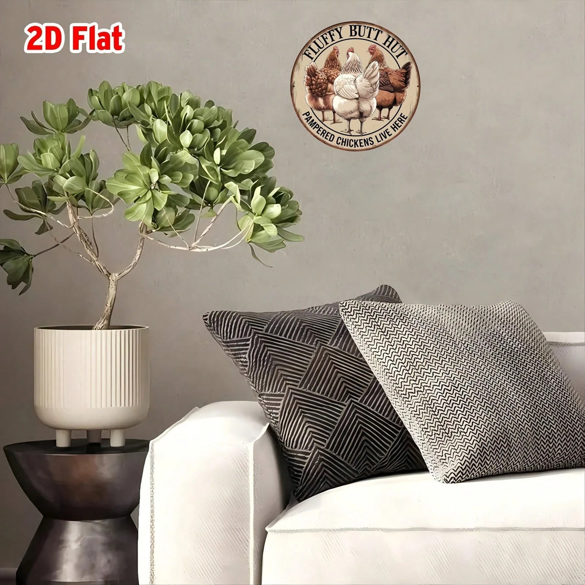 1pc Vintage Metal Sign, Featuring Fluffy Chicken Butt Cottage, 7.87 Inch Diameter, Designed For Country Farmhouse Decor, Barn And Expansion
