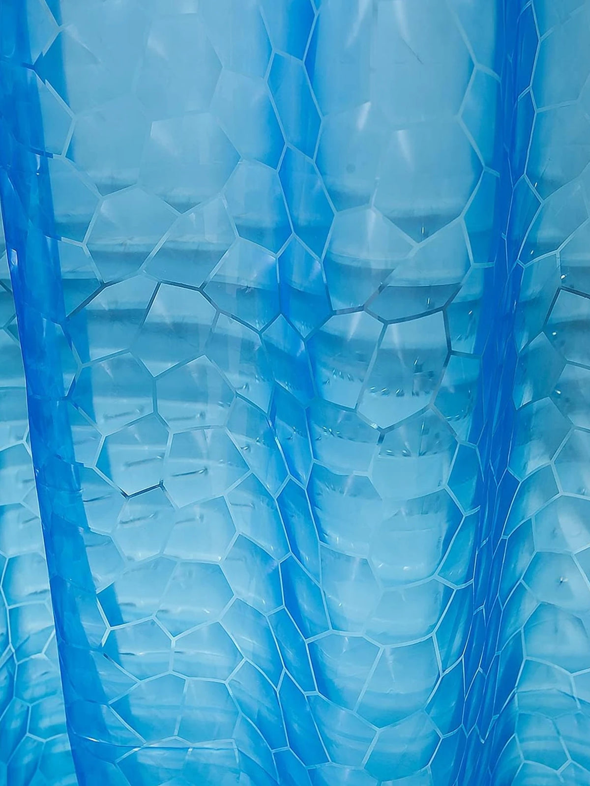 1pc Water Cube 3D Waterproof Mildew-Proof Bathroom Shower Curtain, With Steel Hooks On Top And Magnets On Bottom, Liner Included, Blue Translucent Ice Pattern Back To School Bathroom Decor