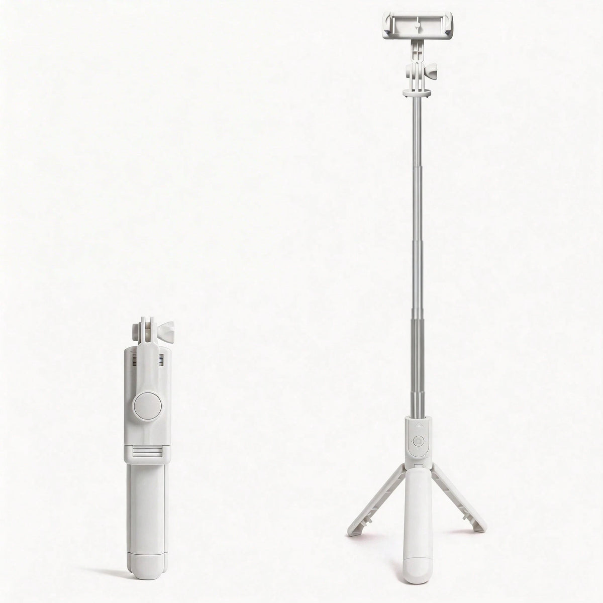 1pc White Cute Selfie Stick- Wireless Remote Control And Built-In Tripod, Remote Control, Phone Holder And Built-In Tripod(1PC), Travel