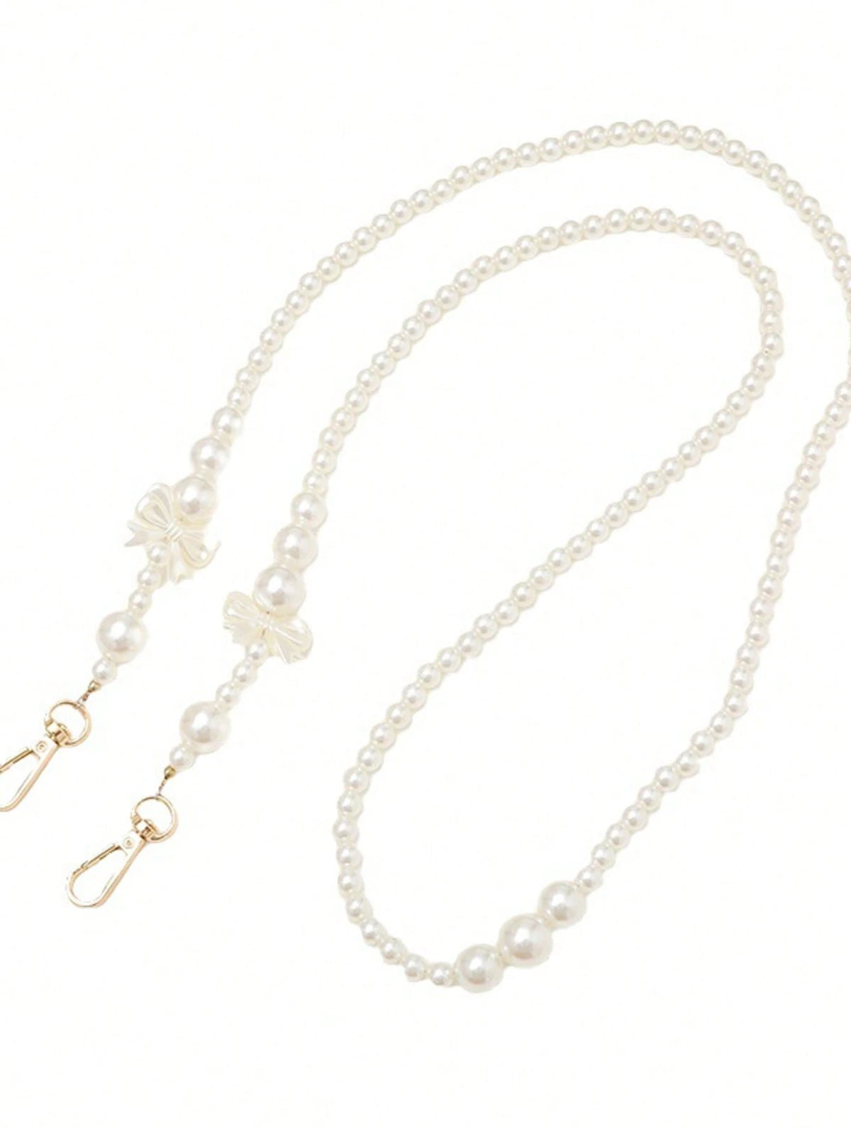 1pc White Pearl Bow Door Buckle Long Crossbody Mobile Phone Lanyard Gifts For Mother, Family, Friends, Birthday, Holiday Phone Charm, Phone Chain