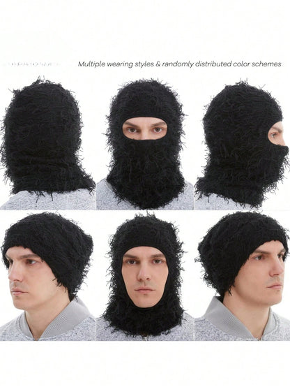 1pc Winter Thick Warm Face Cover, Unisex Ski/Christmas/Outdoor Sports Balaclava, Knitted Windproof Neck Gaiter Scarf Hat Combo For Men Women, Cold Weather Face Mask