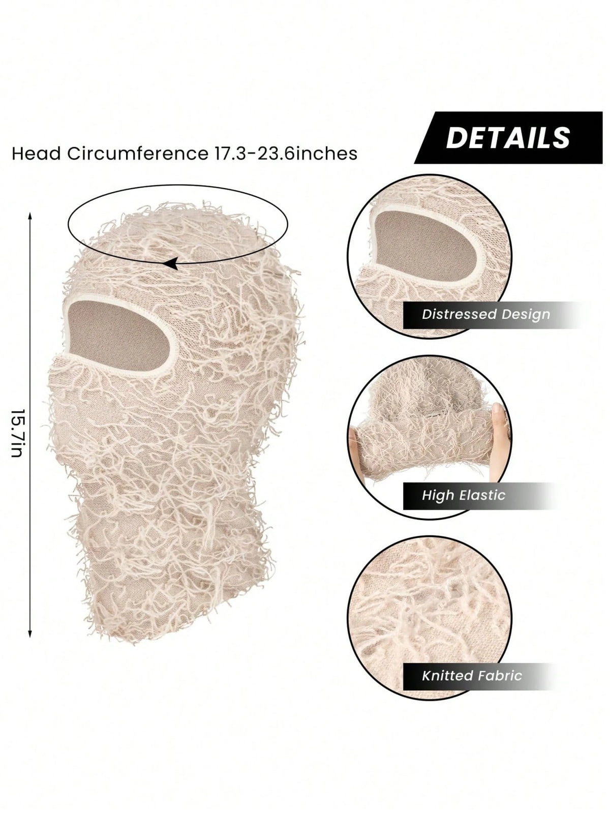 1pc Winter Thick Warm Face Cover, Unisex Ski/Christmas/Outdoor Sports Balaclava, Knitted Windproof Neck Gaiter Scarf Hat Combo For Men Women, Cold Weather Face Mask