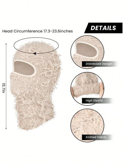 1pc Winter Thick Warm Face Cover, Unisex Ski/Christmas/Outdoor Sports Balaclava, Knitted Windproof Neck Gaiter Scarf Hat Combo For Men Women, Cold Weather Face Mask