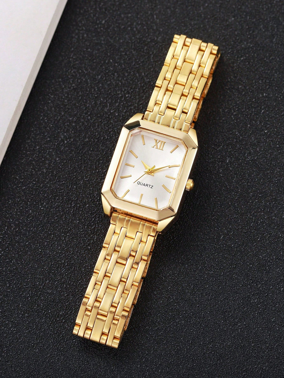 1pc Women's Fashion Square Roman Numeral Dial Quartz Wrist Watch, Classic & Elegant