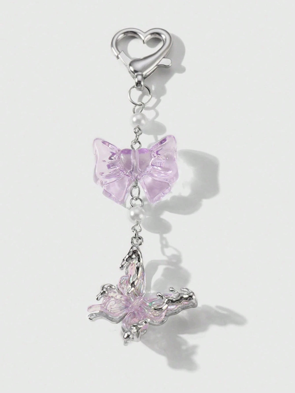1pc Women's Luxurious Butterfly Keychain With Purple Bow Pendant, Fashionable Bag Charm, High-End Gift
