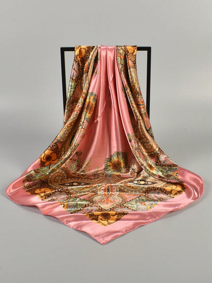 1pc Women's Paisley & Paisley Pattern Jacquard Print Scarf Large Square Shawl Fashion Headscarf For Travel Party Boho Bandana