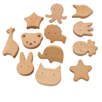 1pc Wooden Cartoon Animal Shaped Cabinet Door Handle, Children's Bedroom Decor Wardrobe Drawer Pull, Cartoon Turtle Animal Pull