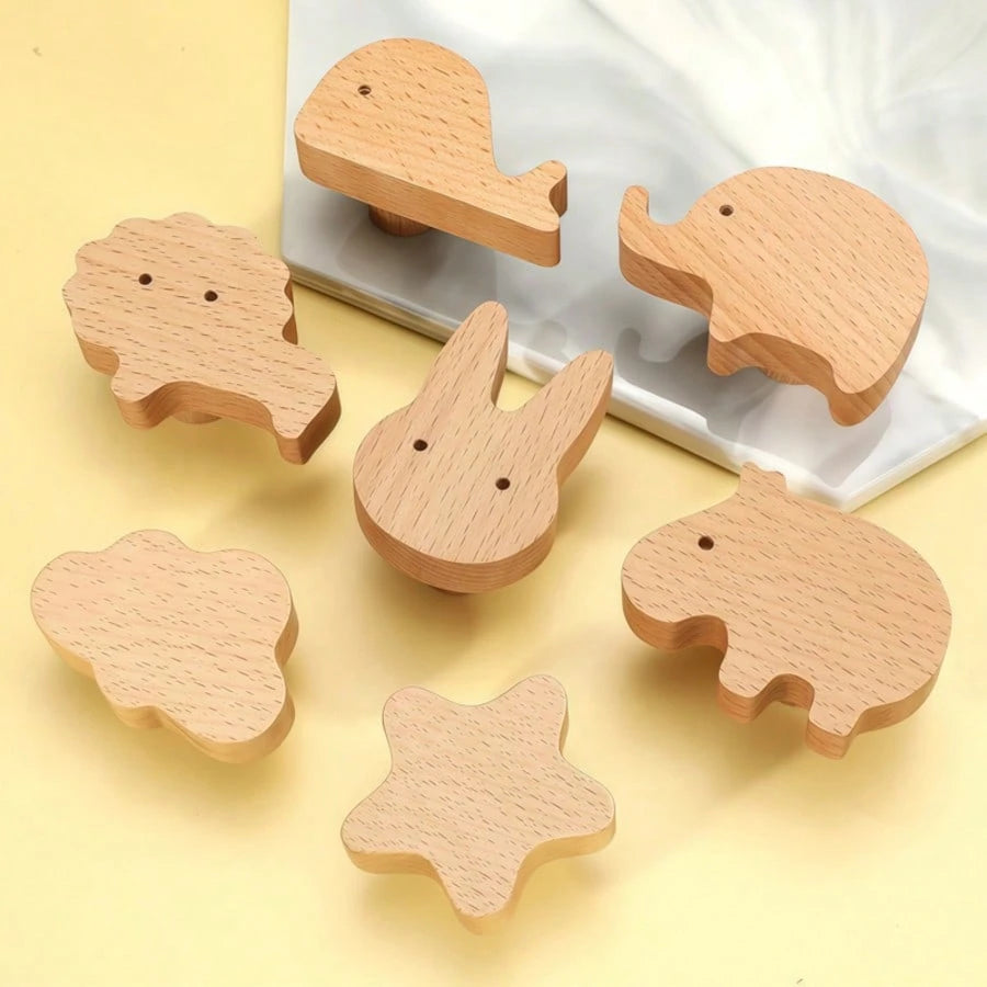 1pc Wooden Cartoon Animal Shaped Cabinet Door Handle, Children's Bedroom Decor Wardrobe Drawer Pull, Cartoon Turtle Animal Pull