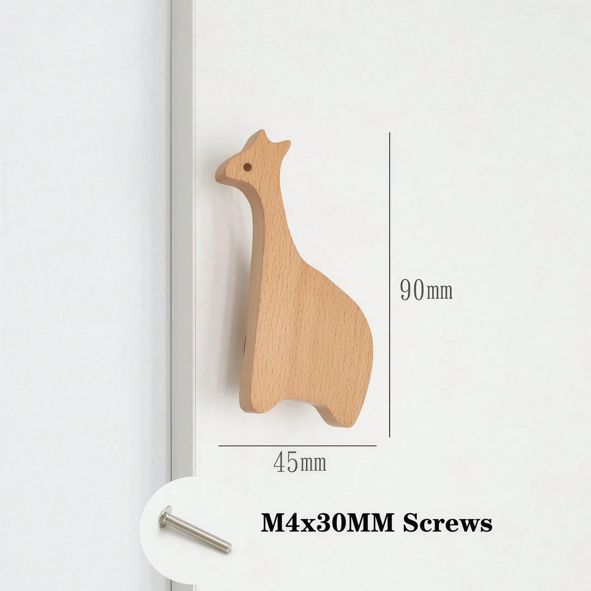 1pc Wooden Cartoon Animal Shaped Cabinet Door Handle, Children's Bedroom Decor Wardrobe Drawer Pull, Cartoon Turtle Animal Pull