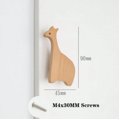 1pc Wooden Cartoon Animal Shaped Cabinet Door Handle, Children's Bedroom Decor Wardrobe Drawer Pull, Cartoon Turtle Animal Pull