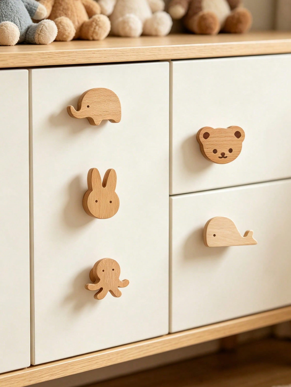 1pc Wooden Cartoon Animal Shaped Cabinet Door Handle, Children's Bedroom Decor Wardrobe Drawer Pull, Cartoon Turtle Animal Pull