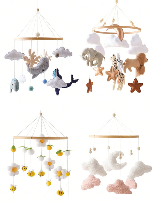 1pc Wooden Wind Chime Baby Crib Bell, Neutral Baby Crib Mobile, Suitable For Baby Room Decoration, Baby Showers, Baby Anniversaries