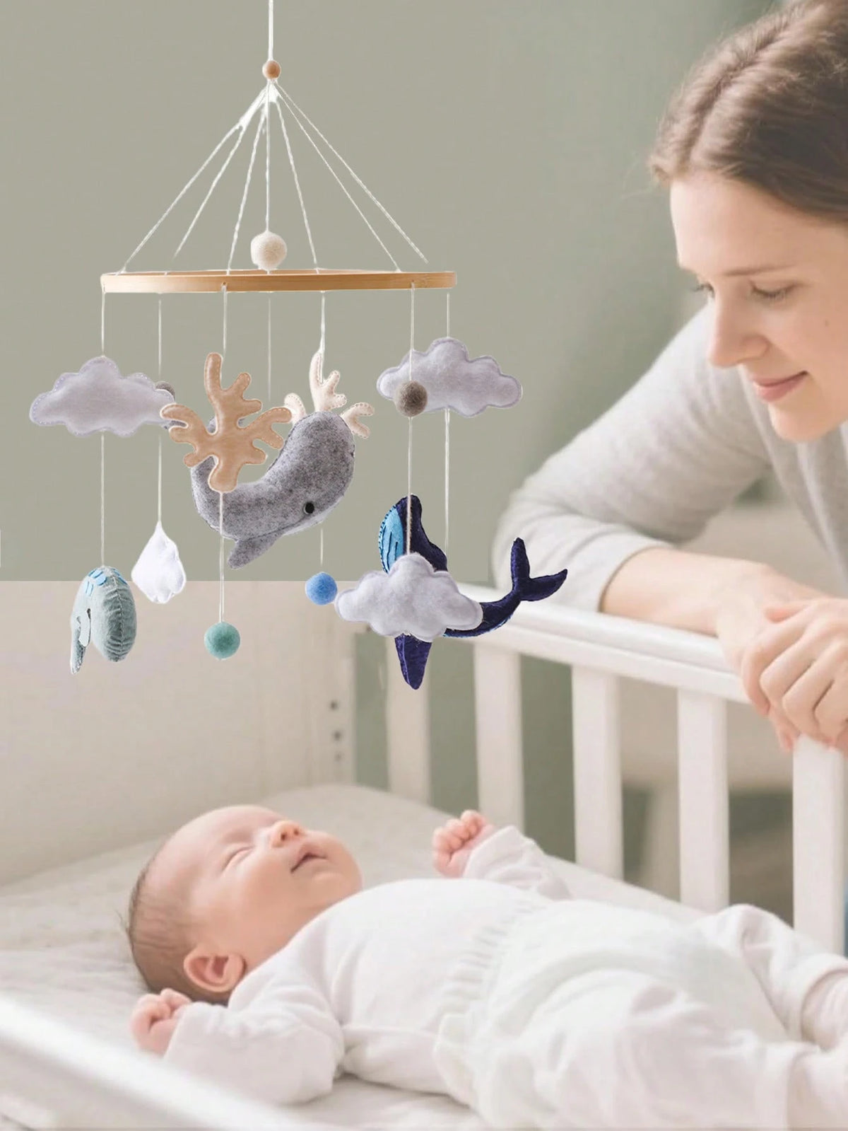 1pc Wooden Wind Chime Baby Crib Bell, Neutral Baby Crib Mobile, Suitable For Baby Room Decoration, Baby Showers, Baby Anniversaries
