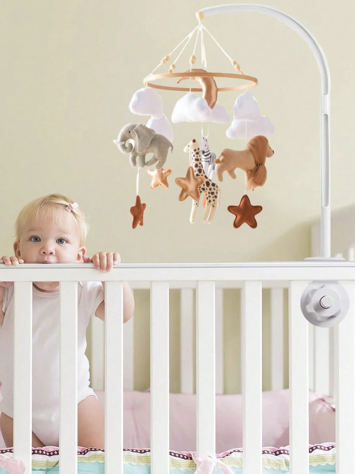 1pc Wooden Wind Chime Baby Crib Bell, Neutral Baby Crib Mobile, Suitable For Baby Room Decoration, Baby Showers, Baby Anniversaries