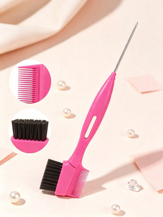 2/3 Pcs Professional Dual-Ended Edge Control Brush & Steel Pin Tail Comb, 2-In-1 Eyebrow Brush Hair Styling Tool, Precision Sectioning For Braiding, Portable For Home Salon Travel On-The-Go Touch Ups
