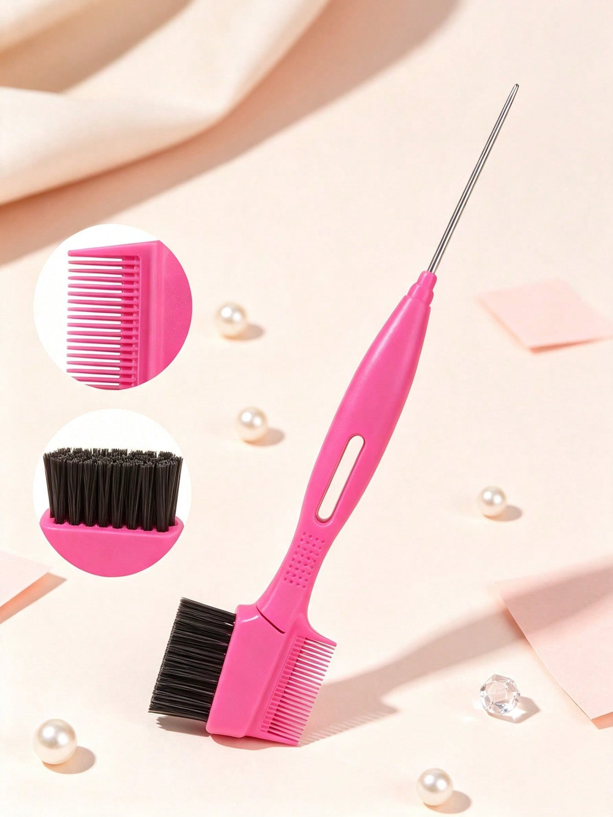 2/3 Pcs Professional Dual-Ended Edge Control Brush & Steel Pin Tail Comb, 2-In-1 Eyebrow Brush Hair Styling Tool, Precision Sectioning For Braiding, Portable For Home Salon Travel On-The-Go Touch Ups