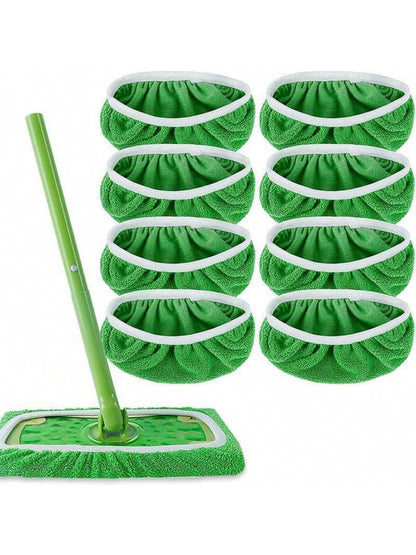 2/4/6/8pcs Microfiber Cleaning Mop Replacement Pad, Flat Mop Replacement Cloth Cover Mop, Compatible With Sweepers, Flat Floor Mop, Washable And Durable Replacement Mop, Household Wet And Dry Spin Mop
